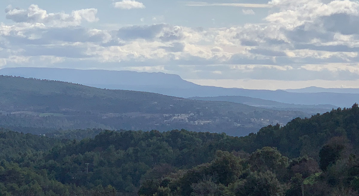 View of the Sainte Victoire mountain from the Château du Grand-Pré in Vitrolles-en-Lubéron